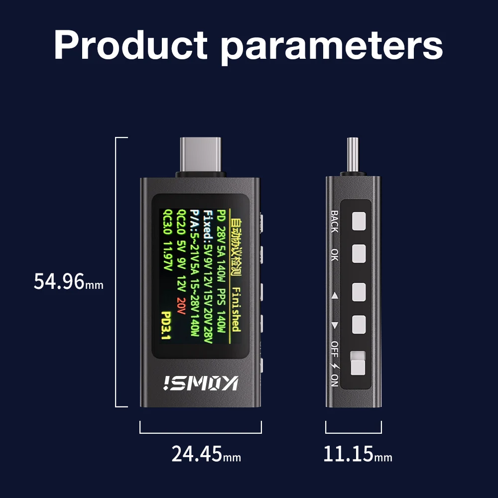 KWS Typ-C Ladetester DC 4-30V 0-12A Digital Voltmeter Spannung Strom Meter Amperemeter Power Bank Telefon Ladegerät Anzeige – Detail 7