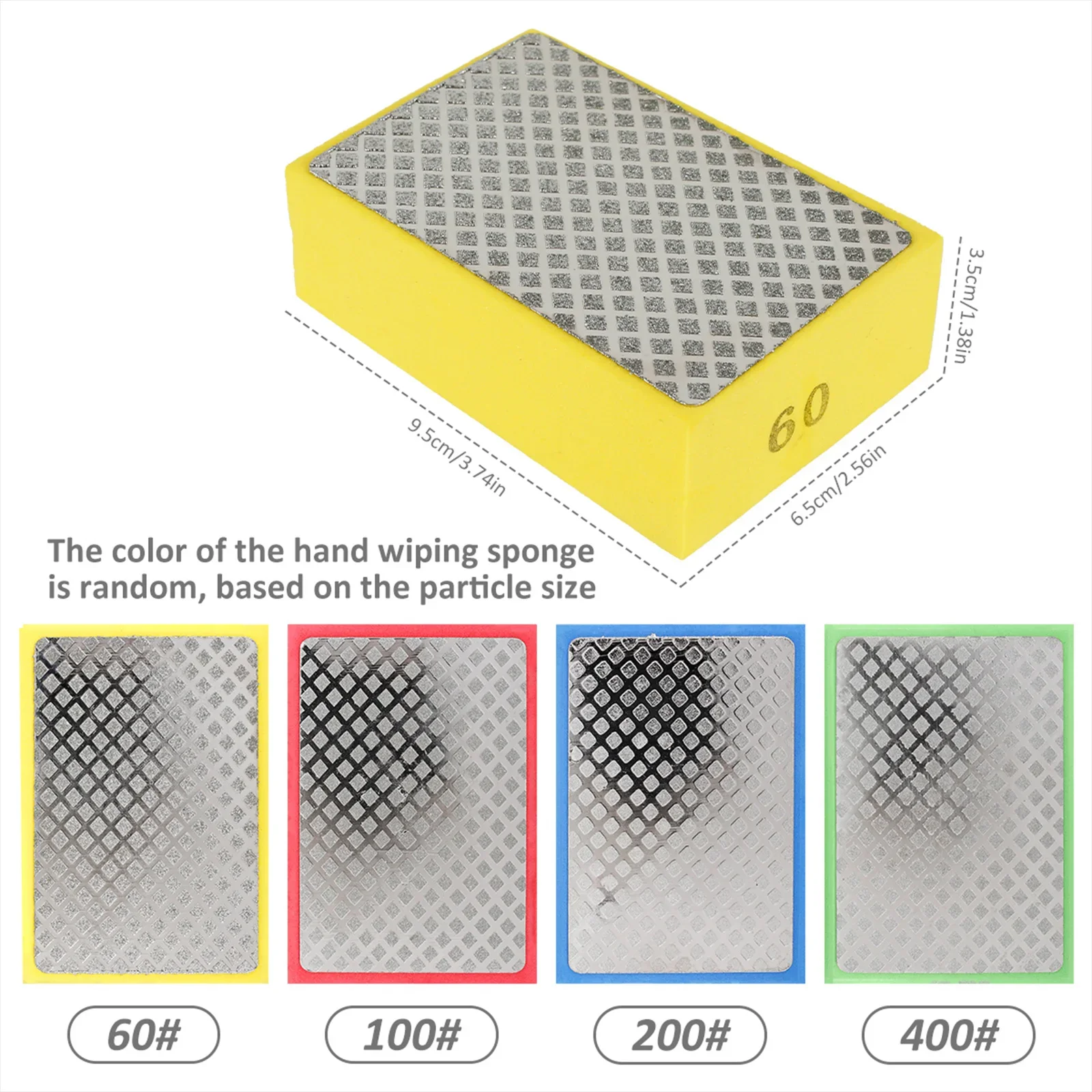 4Pcs Reusable Sanding Block Kit Diamond Hand Polishing Pads Wet Dry Sanding Block Sponge Backing 60&100&200&400 Grit for Glass