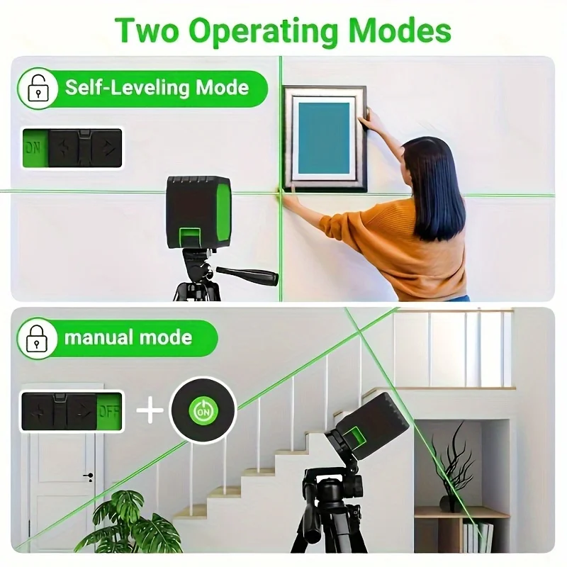 HILDA 충전식 그린 라이트 레이저 레벨, 리튬 배터리 광학 기기, 브래킷 포함, 2 라인