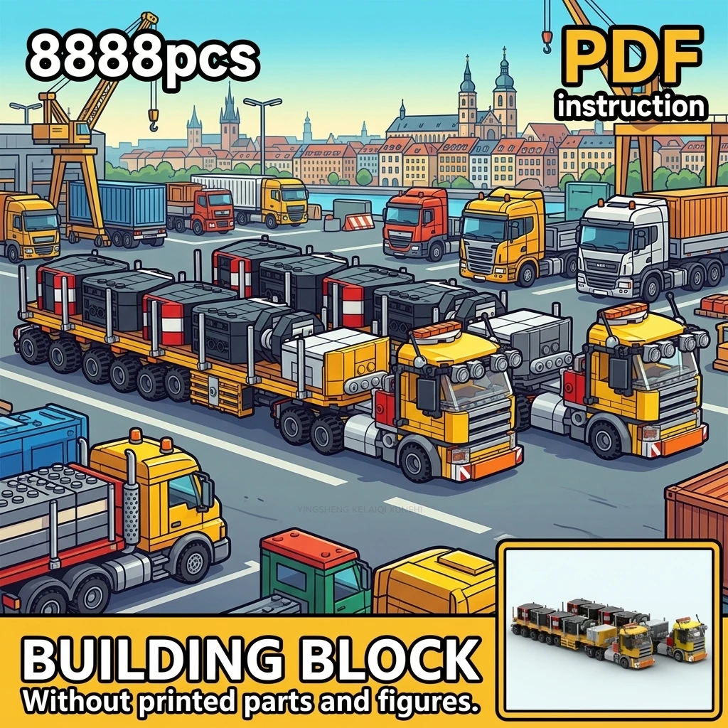 

MOC Heavy Duty Construction Truck Building Blocks Ballast Flatbed Trailer Engineering Transport Vehicle Adult Collector Brick