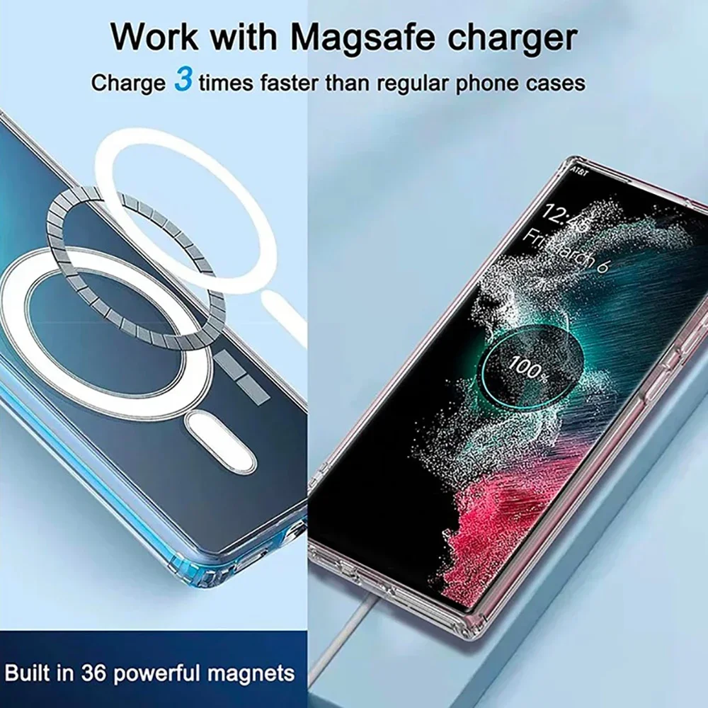 حافظة هاتف شفافة مغناطيسية لهاتف Magsafe للشحن اللاسلكي لهاتف Google Pixel 9 8 Pro XL 7 7A غطاء شفاف مضاد للسقوط
