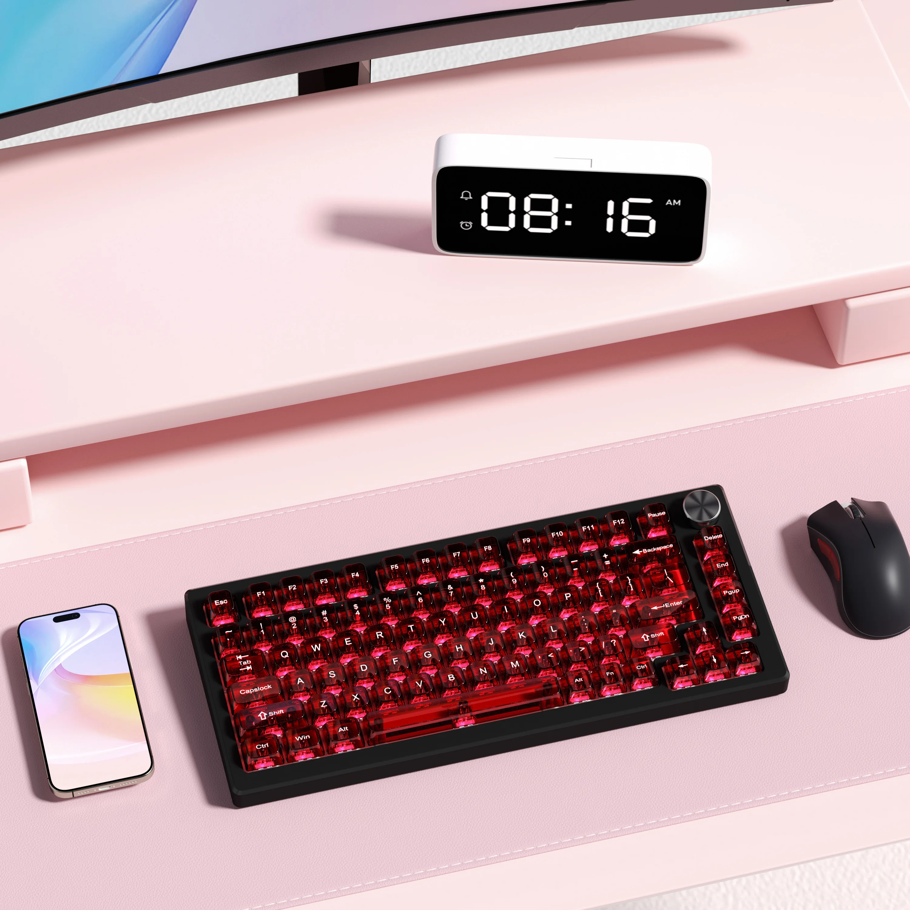 132 Keys Red Transparent Clear Keycaps Crystal Ceramic PC Keycap RGB Shine Through Key cap Cherry Profile for MX Switch Keyboard