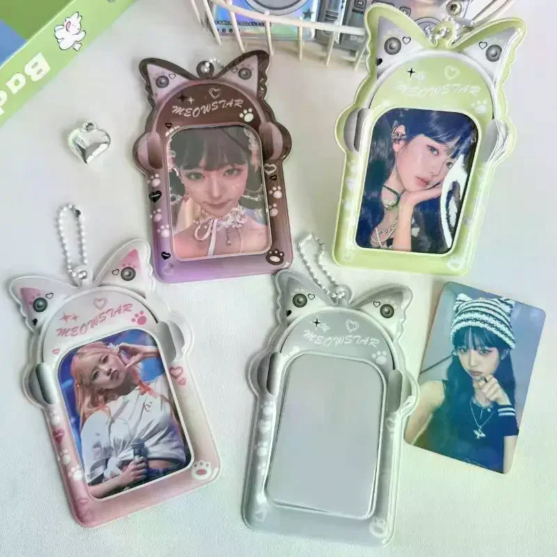 3-Inch Photo Storage Card Earphones Element Photo Frame Korean Kpop Idol Photo Card Protective Case Backpack Pendant