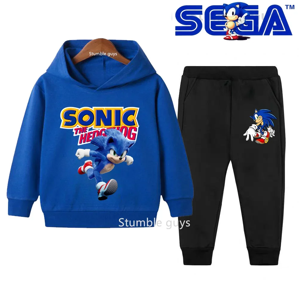Kinder Sonic Hoodie Set Herbst Winter Jungen Kleidung Mädchen Warme Casual Sweatshirt Trucksuit Coole Street Fashion Tragen ​