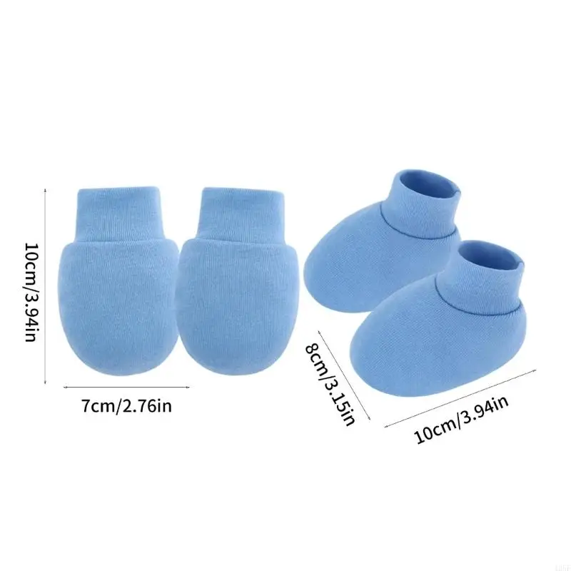 4 Set Pelindung Tangan dan Bayi Baru Lahir Penutup Sarung Tangan Katun dan Kaus Paket 425F