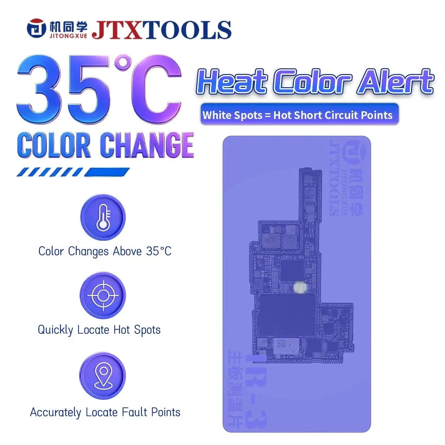 JTX IR-3 Motherboard Temperaturmesspad für Hauptplatinen-Leckagen, Überhitzung, Kurzschluss-Test, positionsempfindlich für Handy-Reparaturen – Detail 2