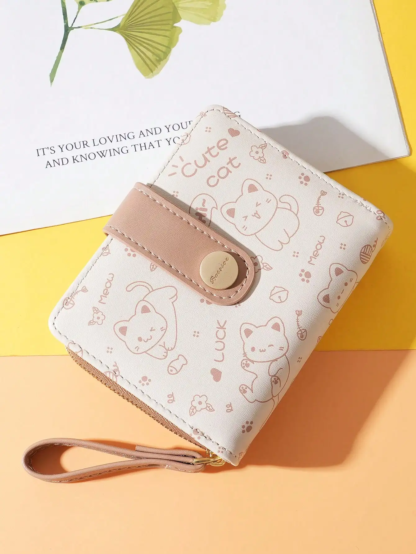 

BATSIOE Cute Petite Cat Design Wallet, Women's Small Zipper Purse With Card Holder, Fresh Japanese Style