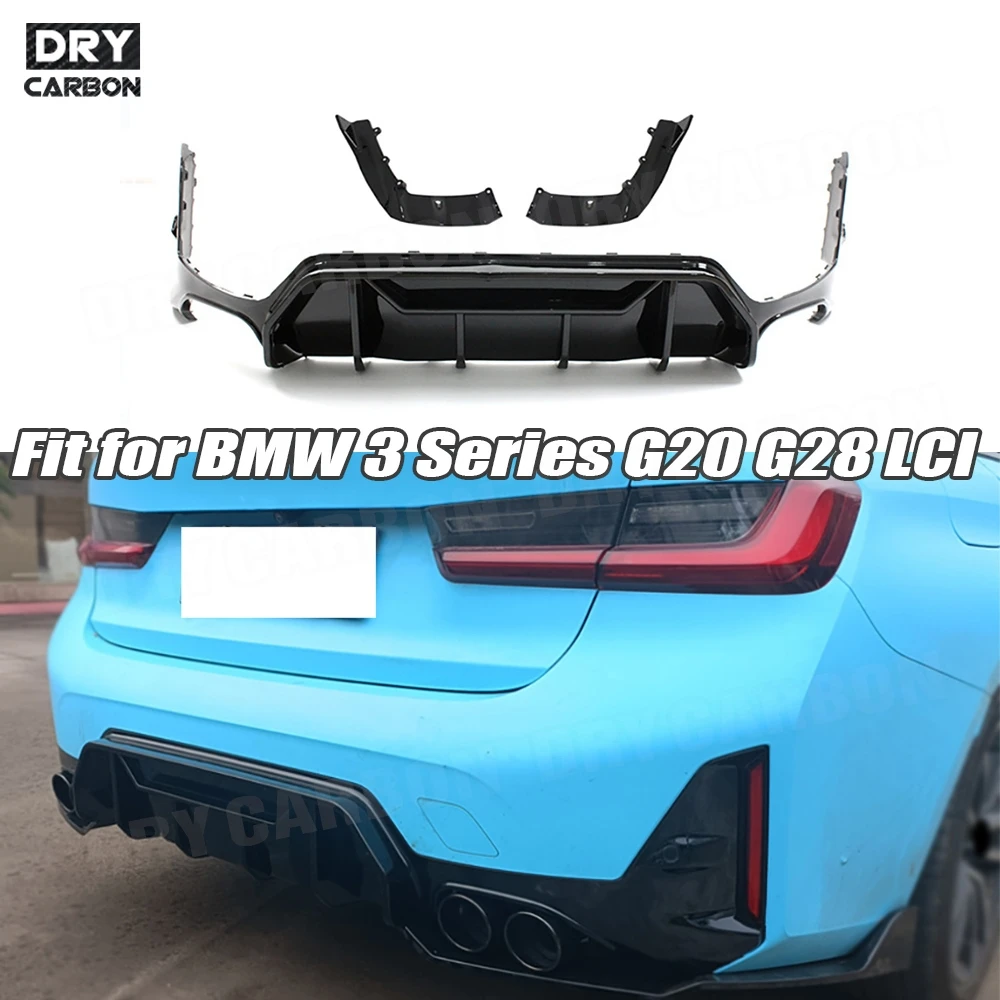 

ABS Gloss Black Rear Diffuser Bumper Lip Spoiler Car Splitters Styling Body Kits Accessories For BMW 3 Series G20 G28 LCI 2023+