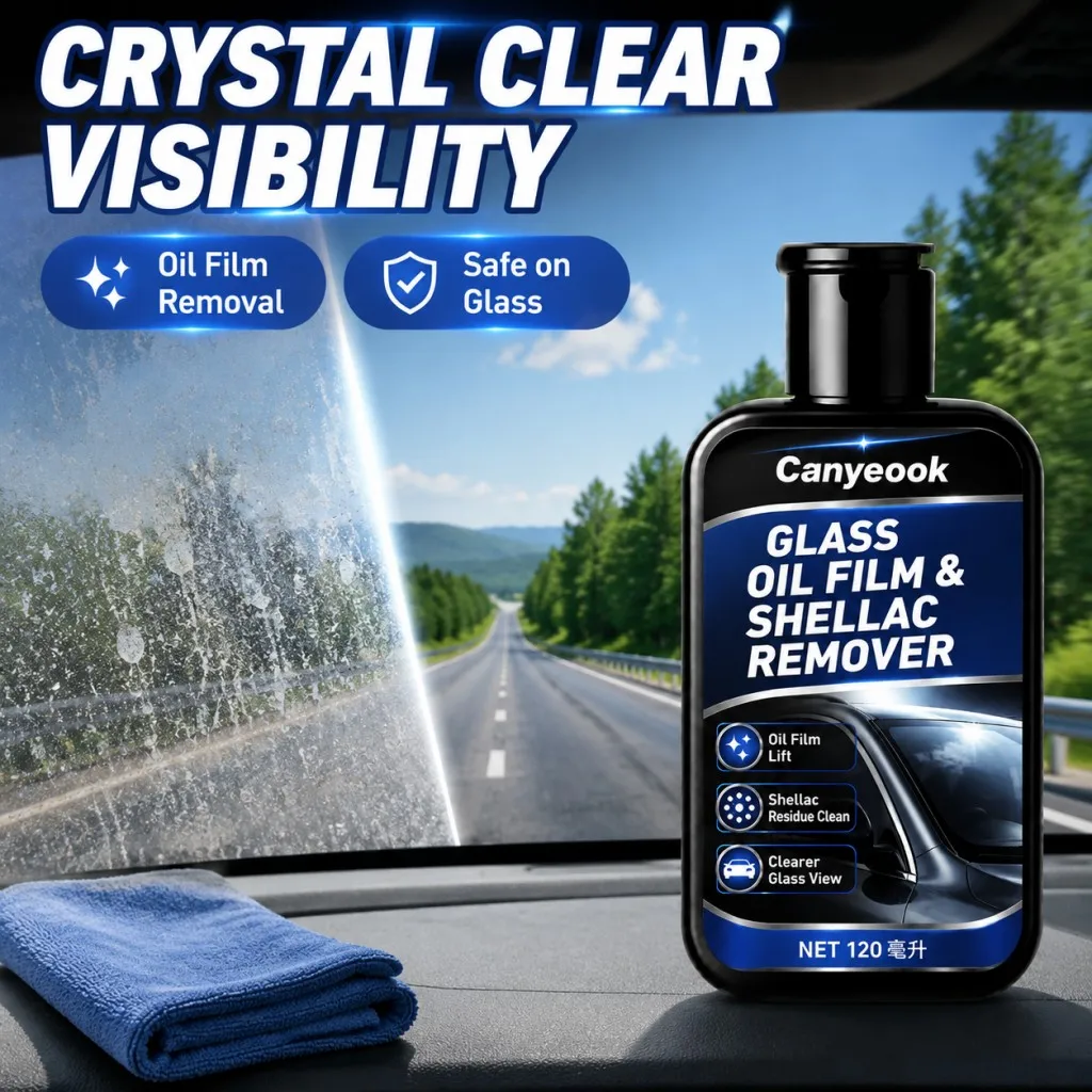 CANYEOOK Glass Cleaner Degreaser Dissolves Oil Film & Bug Stains, Boosts Windshield Clarity, Safe for All Glass Surfaces,120ML