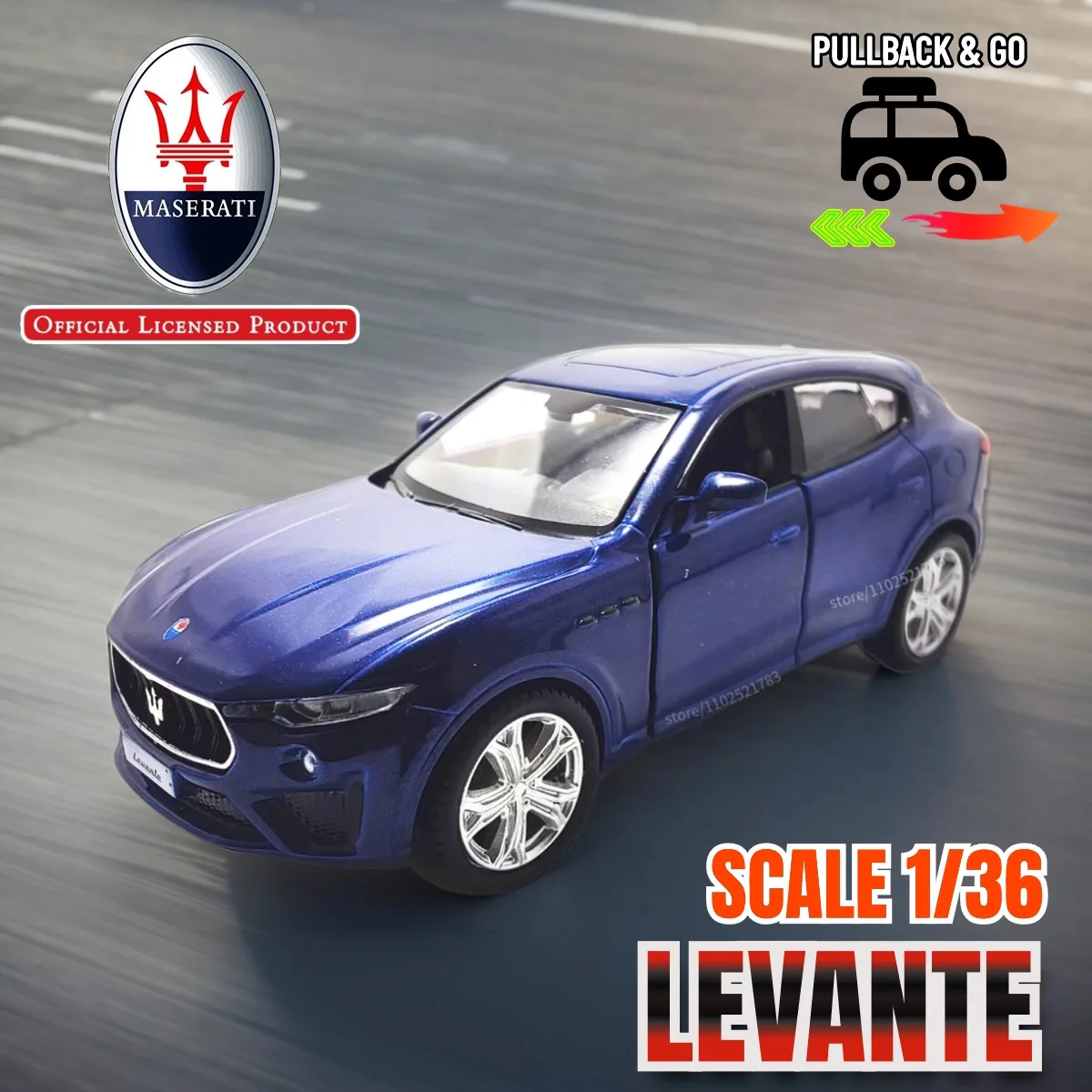 

Maserati Levante 1:36 Scale Pullback Toy Car Model Official Licensed Alloy Diecast Vehicle Replica Xmas Gift Kid Boy Toy