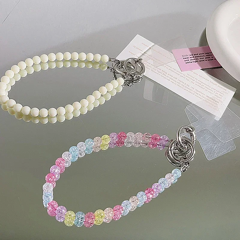 Phone Anti-lost Lanyard Key Short Wrist Pendant Colorful Bead Pendant Women's Hand-held Chain Mobile Phone Lanyard