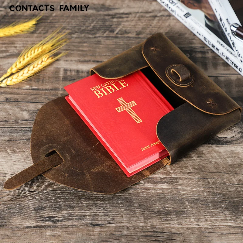 Handmade Retro Leather Bible Cover Personalized Creative Envelope Style Genuine Leather Book Protection Case