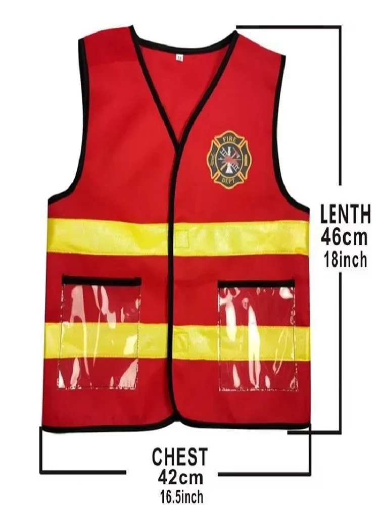 Conjunto de figuras de bombeiro e cavalo para crianças, fantasia de herói de incêndio, brinquedos de Halloween, 6 peças