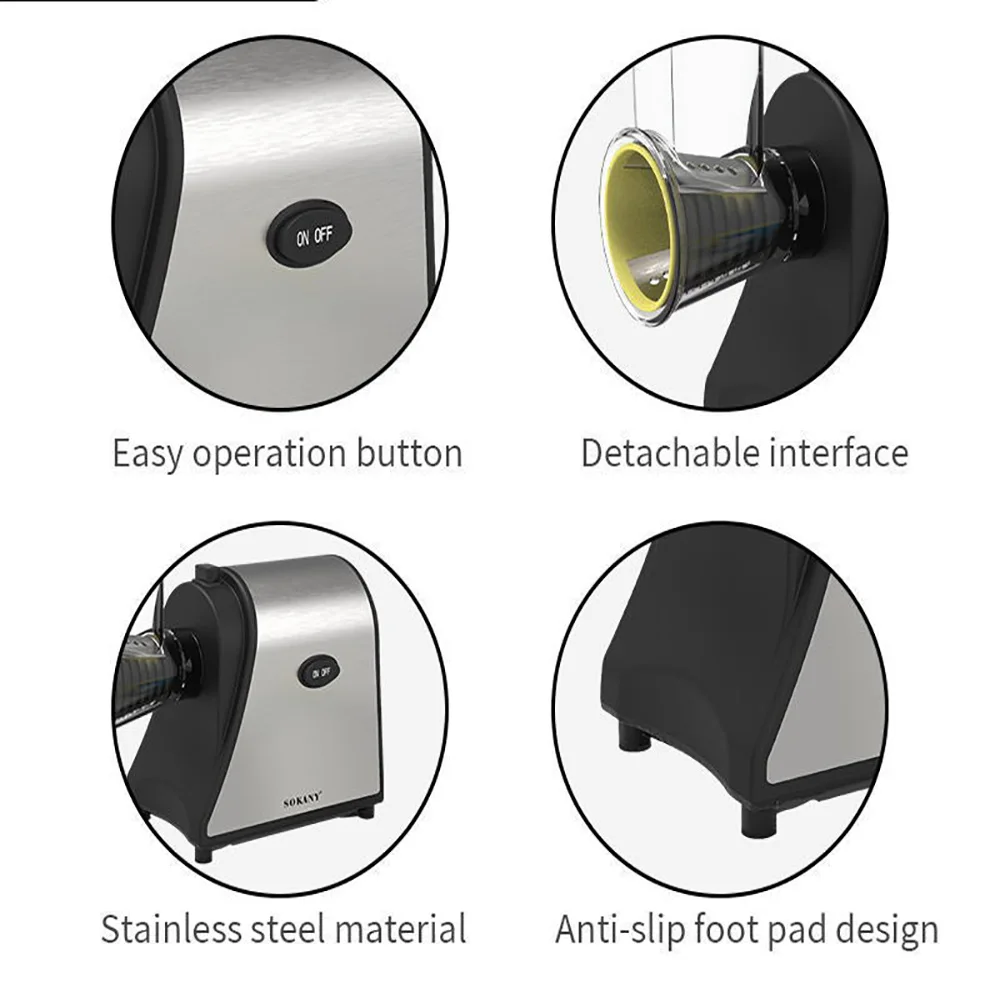 Coupe-légumes 1000W tireur à salade, trancheuse de légumes électrique broyeur hachoir avec accessoires pour légumes et fromages