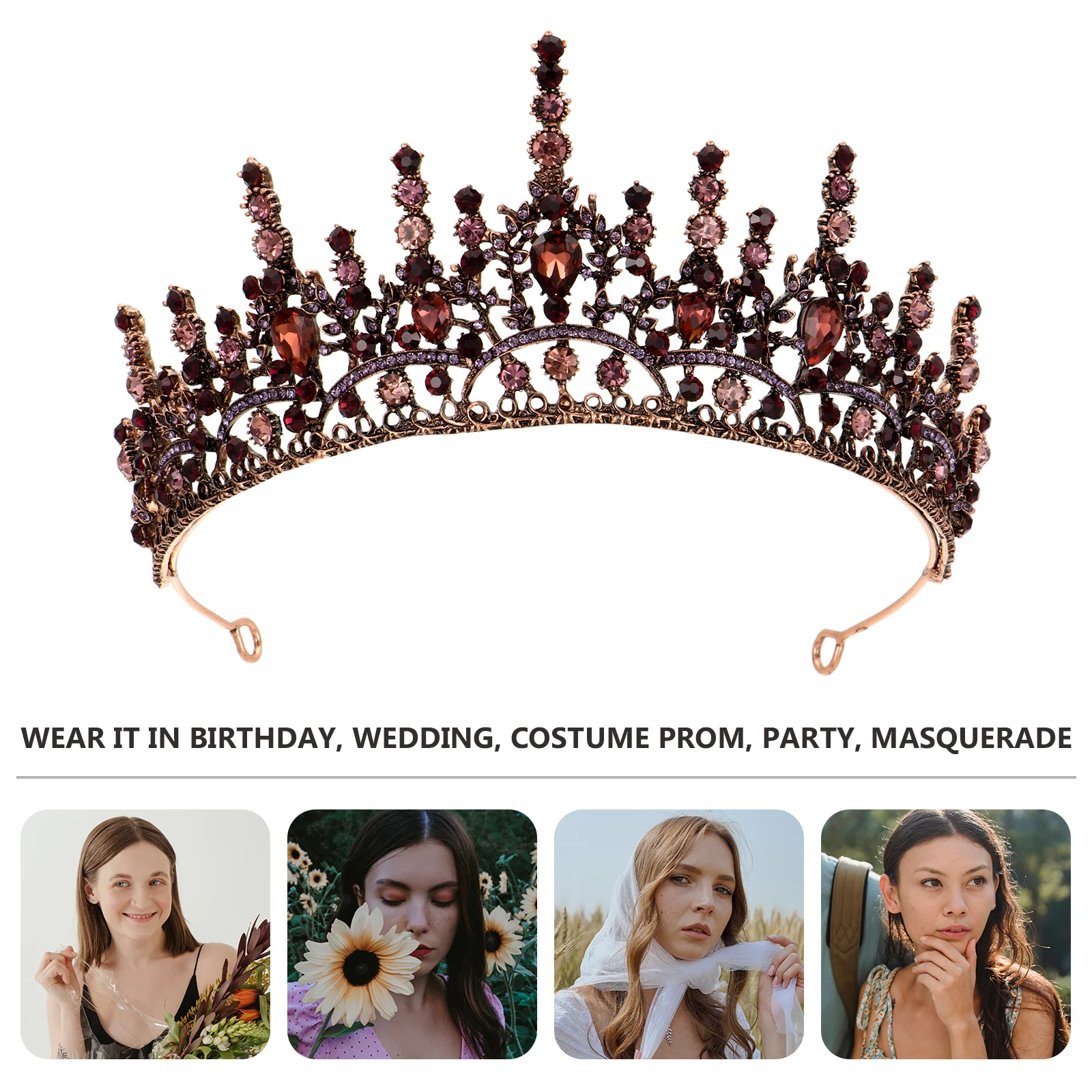 

Vintage Tiara Crown Bridal Headpiece Headband Wedding for Bride Hair Accessories Sparkling Headbands Aldult Headdress