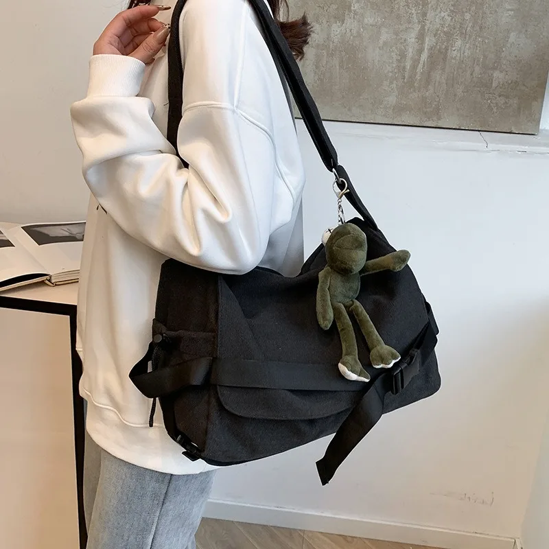 Versatile Large Capacity Canvas Crossbody Bag Casual Unisex Shoulder Messenger Bag Adjustable Strap Travel School Daily Commute