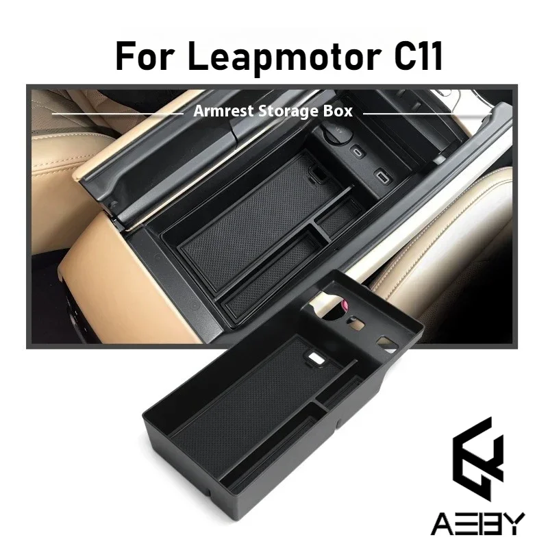 

For LEAPMOTOR C11 2024 Car Center Console Organizer Tray Armrest Storage Box Divider with Lid Car Interior Accessories