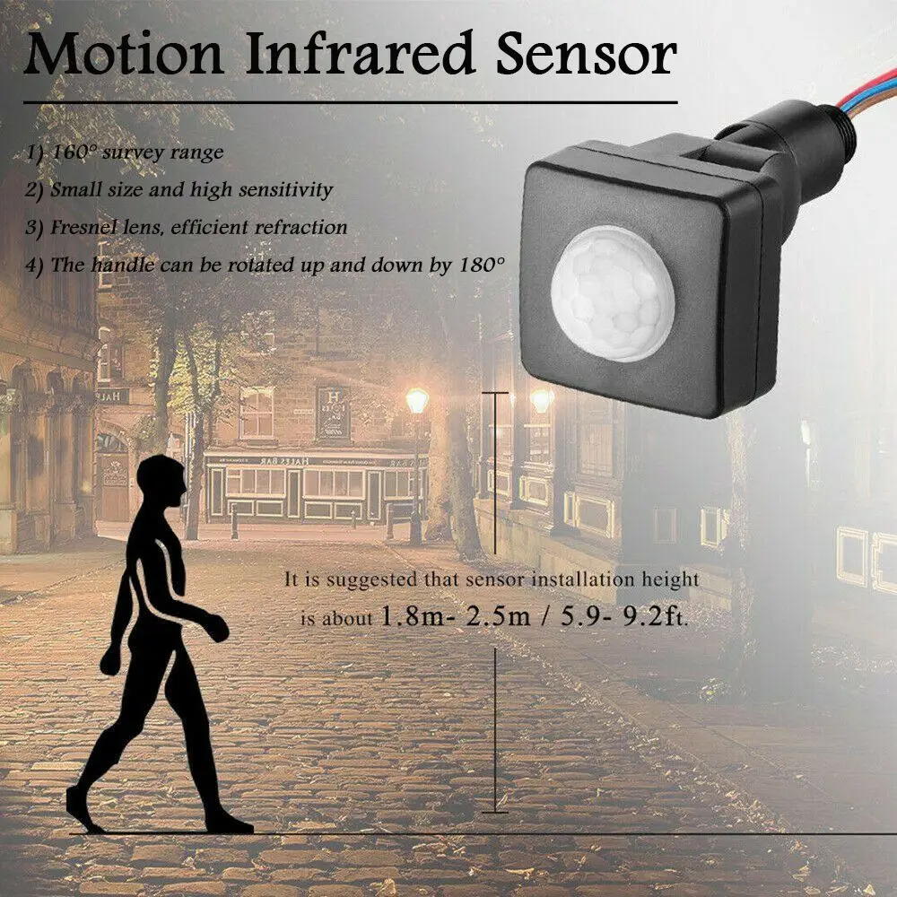 Intelligent Street Light Automatic On Off AC 220V Basement Motion Infrared Sensor Light Switches Lighting Detector Switch