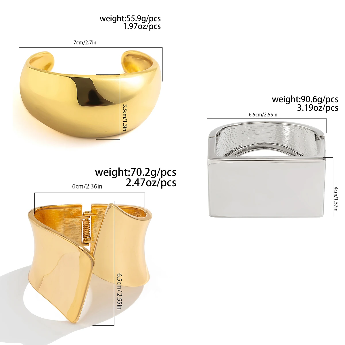 Ingemark مبالغ فيها الذهب اللون المعادن الربيع أساور للنساء الشرير خمر غير النظامية هندسية الذراع أساور الرجال المجوهرات هدية