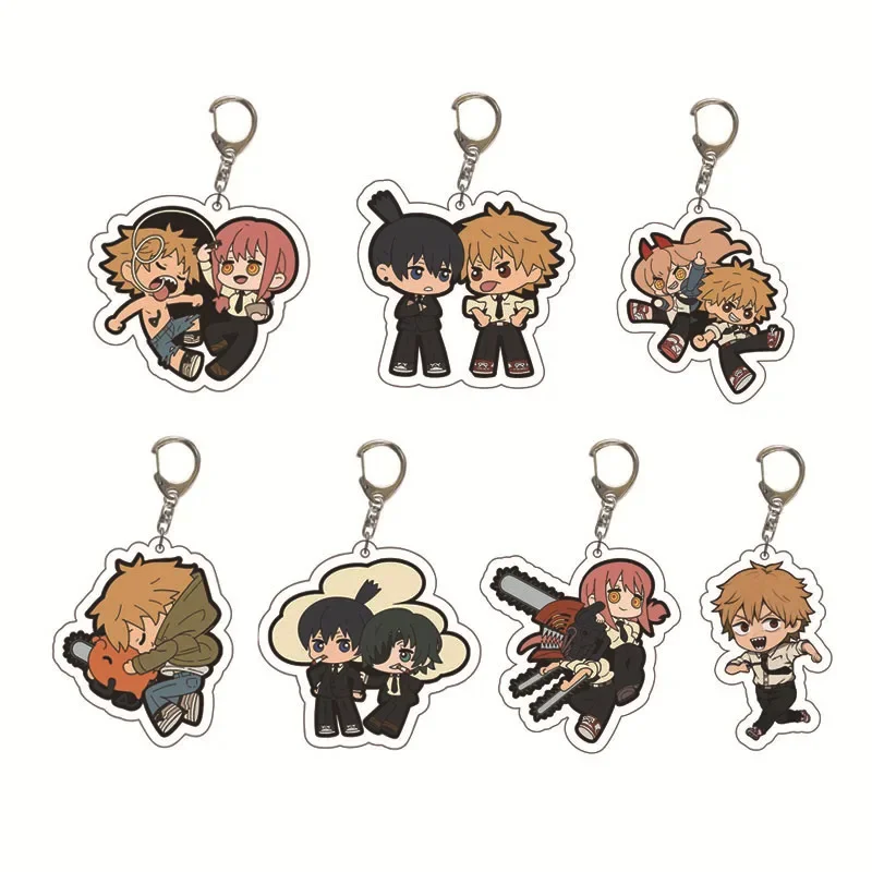 Брелок для ключей манга, аниме бензопила, мужской брелок для ключей, брелок для ключей с мультяшным ангелом, брелок для ключей, шарм, подарок для фанатов