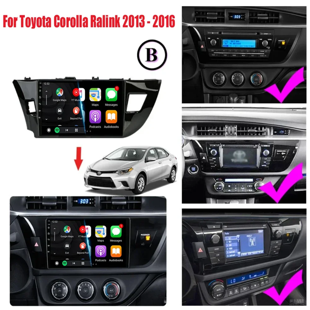 Android 16 2 Din Car Radio for Toyota Corolla Ralink 2014 - 2016 Multimedia Video Player Navigation MP5 Stereo Carplay Head Unit
