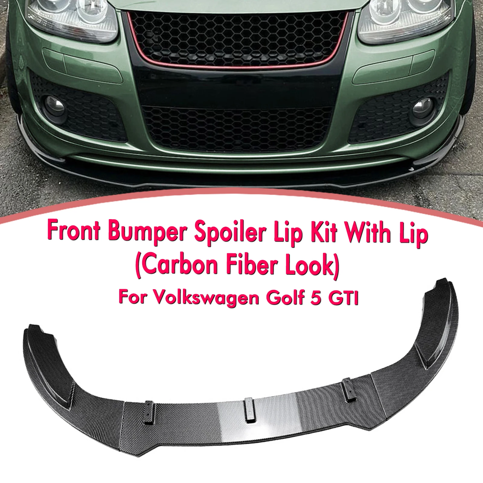 

Front Bumper Spoiler Lip For Volkswagen VW Golf 5 GTI With Lip Carbon Fiber Look/Gloss Black Car Lower Body Splitter Protector