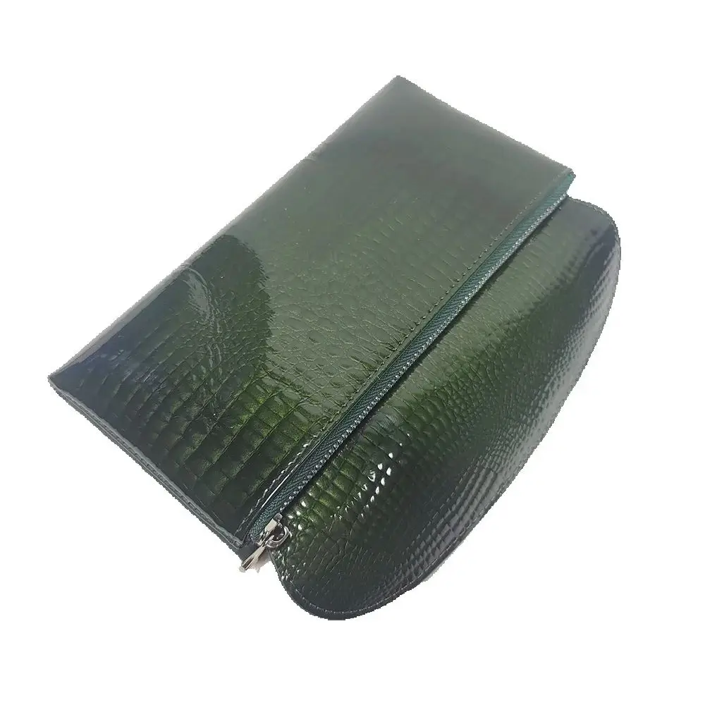 Lange Geldbörse aus glänzendem Lackleder, Damenmode, kleines Krokodilmuster, Rindsleder, Clutch, Geldbörsen, Damen-Geldbörse, Geldbörsen