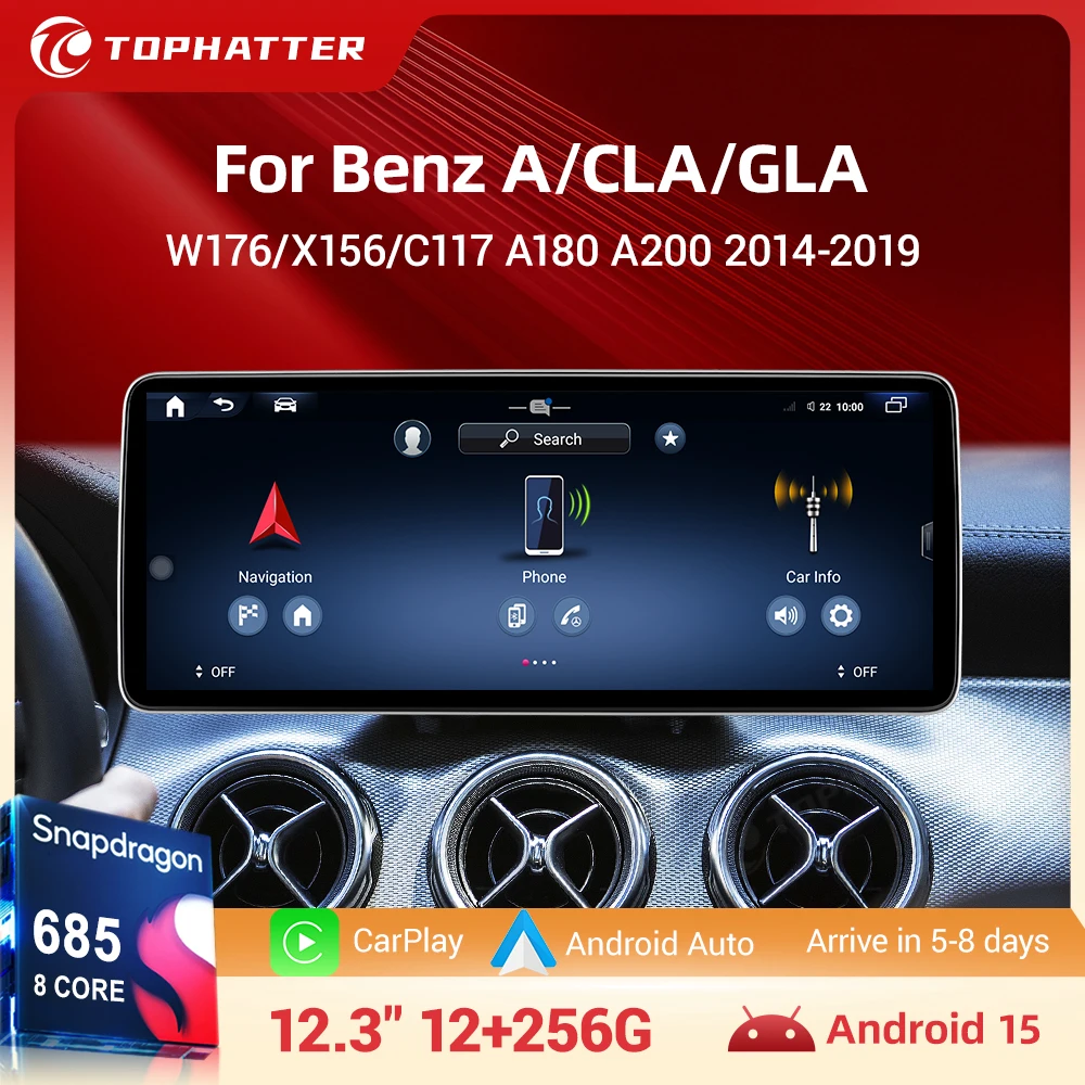 

12.8" Snapdragon 685 Android 15 Wireless CarPlay For Mercedes Benz A/CLA/GLA W176 X156 C117 Android Auto Multimedia Navi GPS