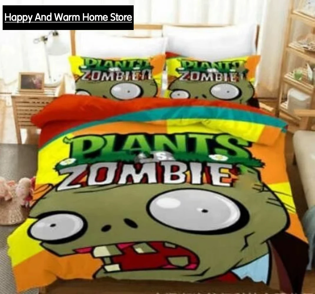 

3D Print Game Plants Vs Bedding Sets Zombie Duvet Cover Bed Set Quilt Cover Twin Single Full Queen King Size Boys Adult