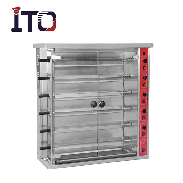 Restaurant Stainless steel vertical Gas 6 rods chicken rotisserie  for sale