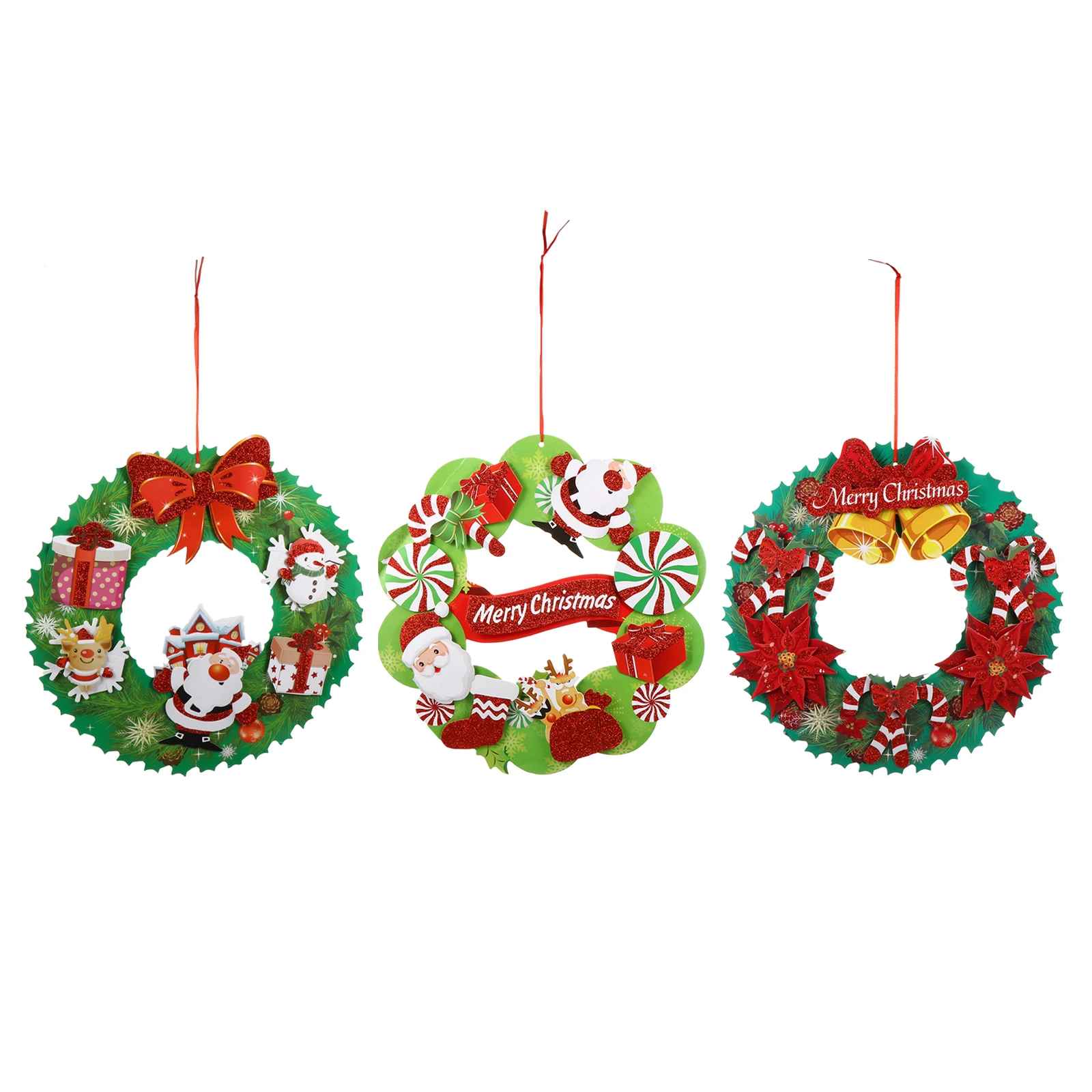 

3 Pcs Garland Door Hanging Wreaths Home Decor Christmas Prop Santa for Paper Small Diy Xmas