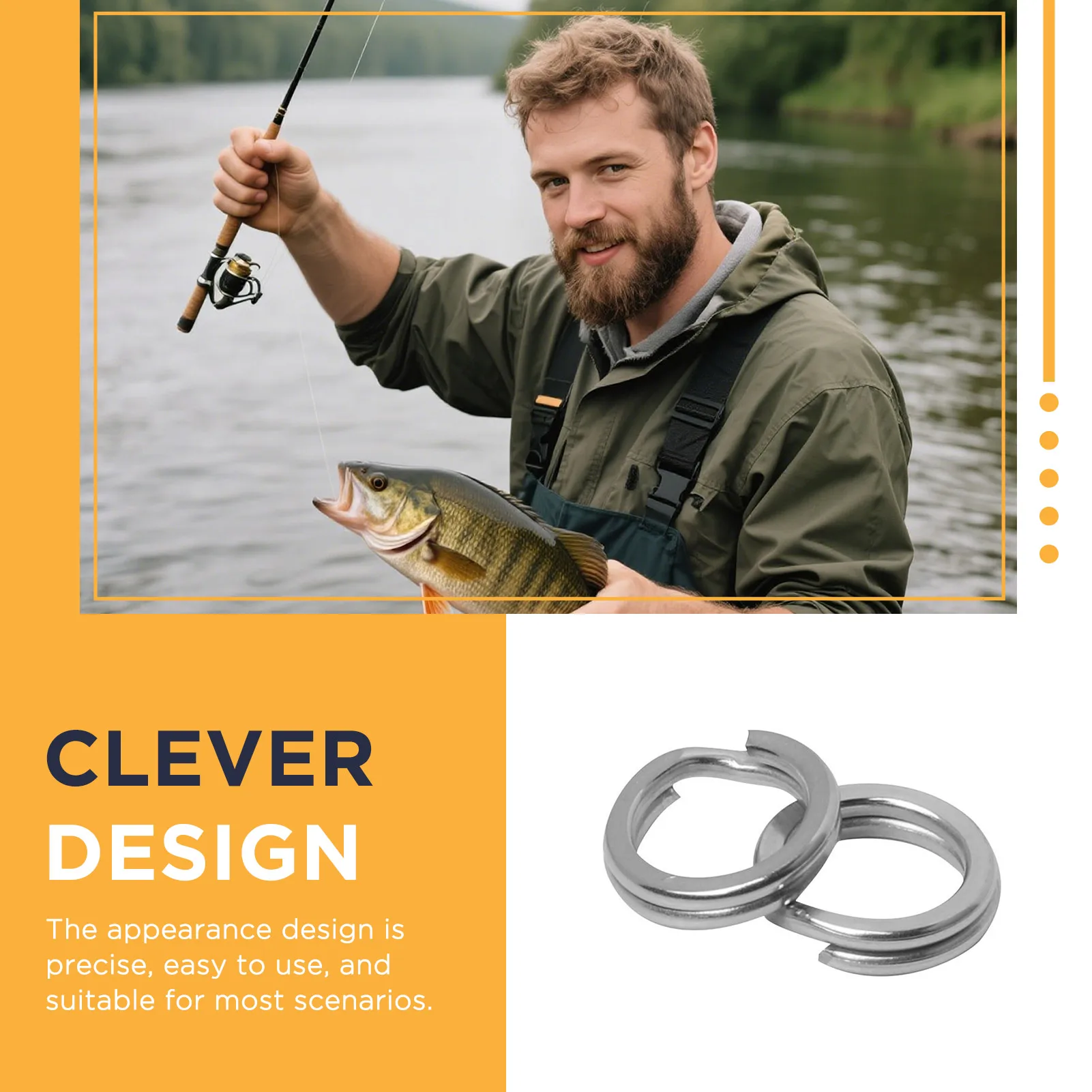 Wytrzymałe kółka łącznikowe ze stali nierdzewnej o podwójnej wytrzymałości do połowów w wodach słodkich i słonych.