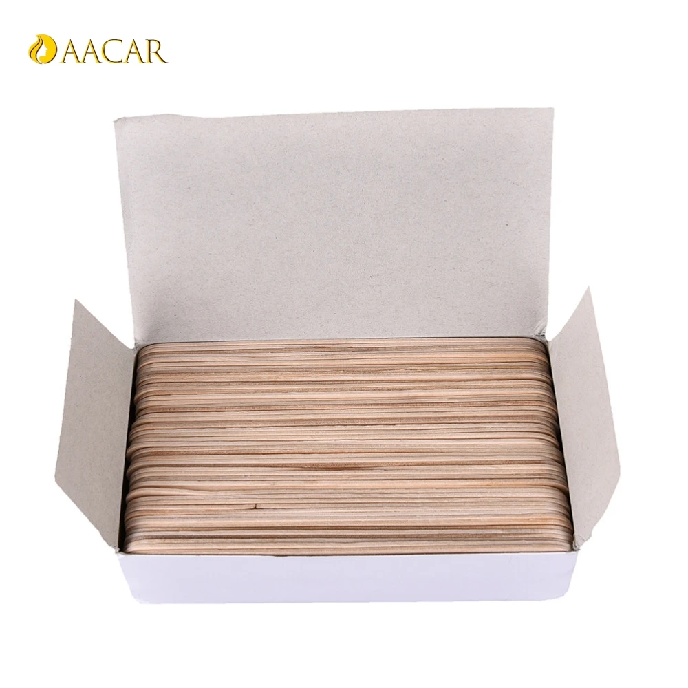 100Pcs Tongue Depressor Spatula Applicator Stick Tattoo Medical Waxing Craft Wax Stick Wooden Face Hair Removal