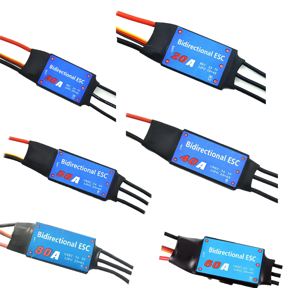 ZMR bidireccional sin escobillas ESC 20A 30A 40A 50A 60A 80A Lipo 2S-4S para coches RC barcos propulsores submarinos