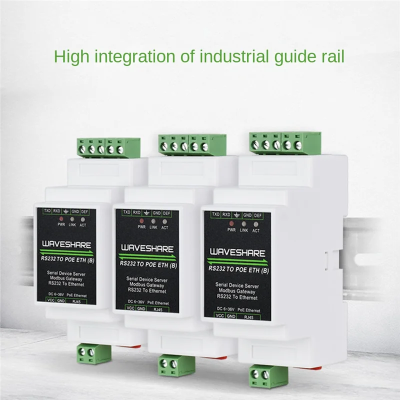 A40Z-Waveshare Industry Rail Type Serial Server RS232 zu RJ45 Ethernet-Modul 300-115200Bps TCP/IP zu seriellem Modul