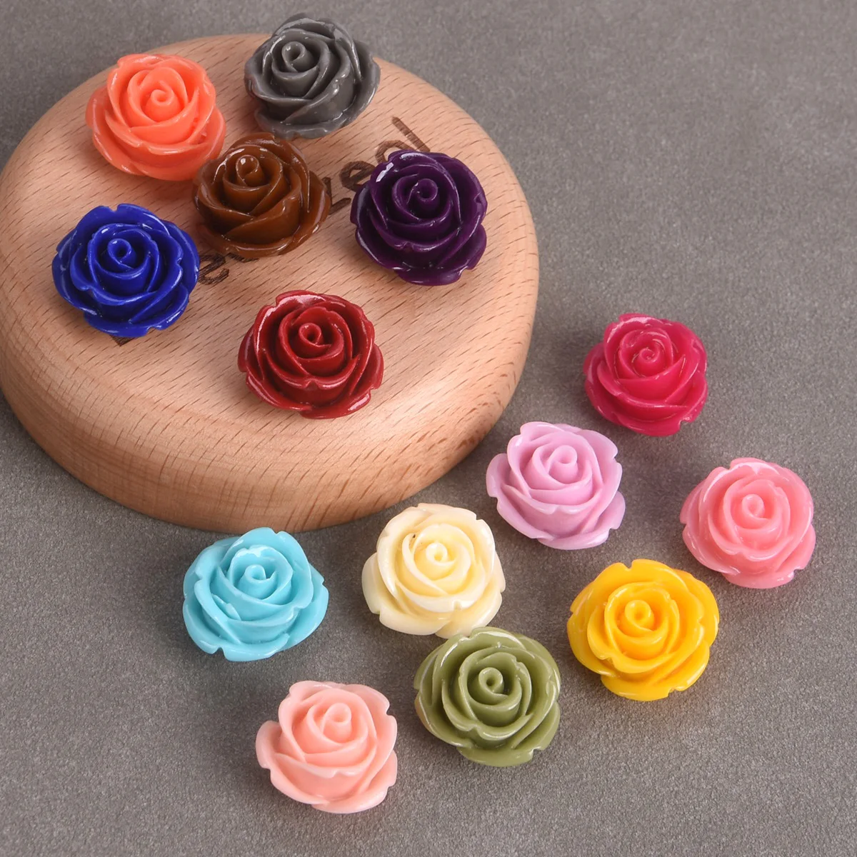 

5PCS 20mm Rose Flower Shape Artificial Coral Shell Powder Made Back Hole Loose Beads For Jewelry Making DIY Crafts Findings