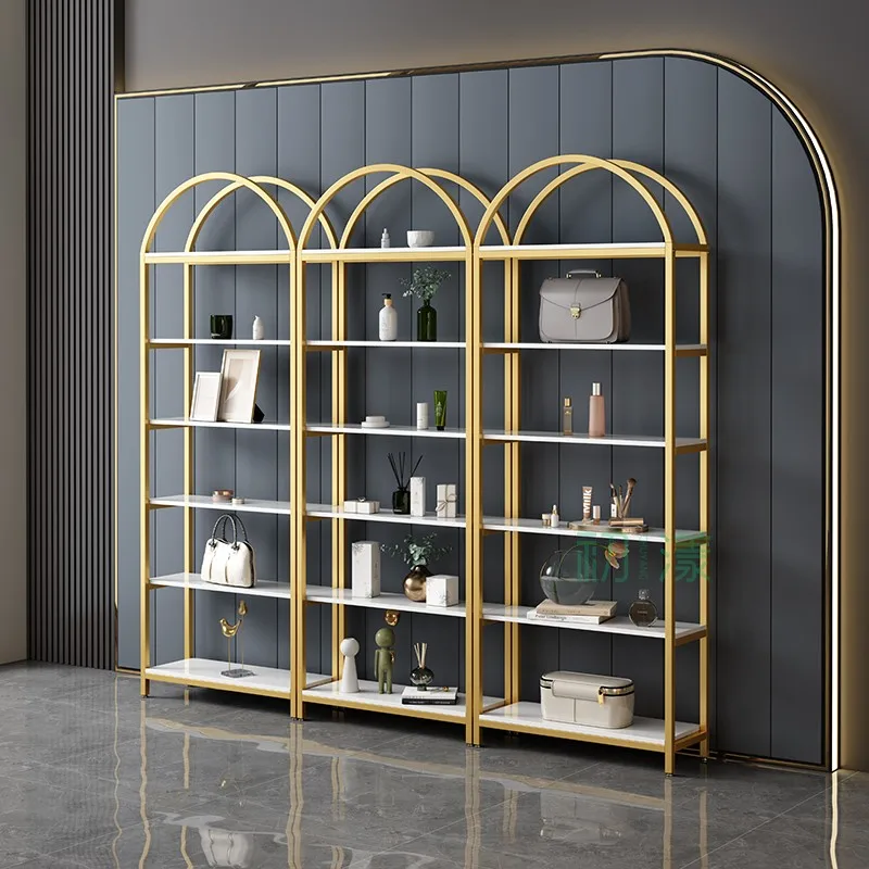 Custom.Shelf Display Rack, Gold Metal Frame Bookcase in Living Room, Home, Office, Bookshelves Storage Rack