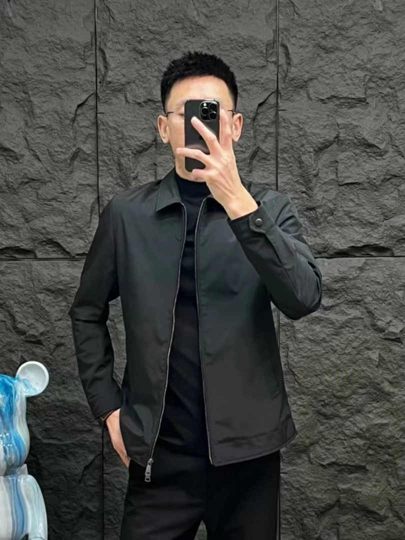 

Spring Autumn Men's Faion Casual Collar Jaet New Arrival Trendy Versatile High-End Feeling Haome Sle Stand Fit Lo...