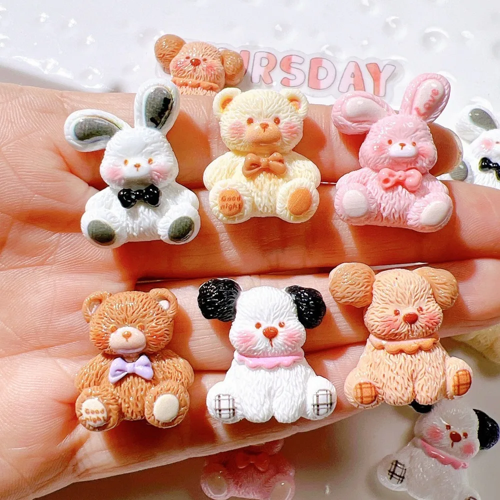 10pcs Mini Kawaii Cute Animal Rabbit Dog Flat Back Cabochons Scrapbook Diy  Party Hairpin Accessories Home Decoration Craft