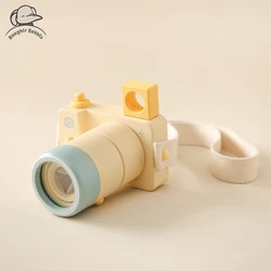 Wooden Fashion Camera Pine Detachable Camera Toy Pendant Baby Block DIY Present Nursing Gift Outdoor Adventure Simulation Camera