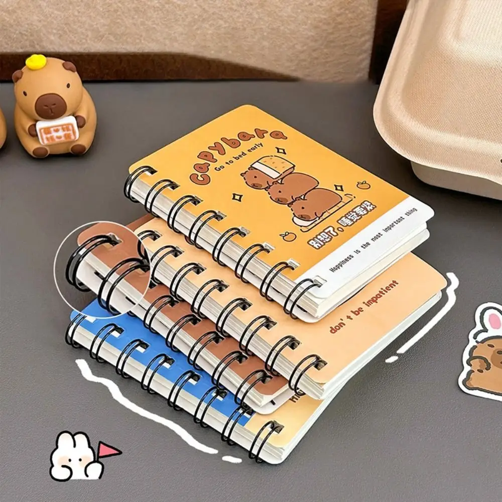 Multi-purpose Cute Capybara Coil Book Creative Portable Cartoon Notebook Multifunction 180 Degrees Error Word Book Birthday Gift