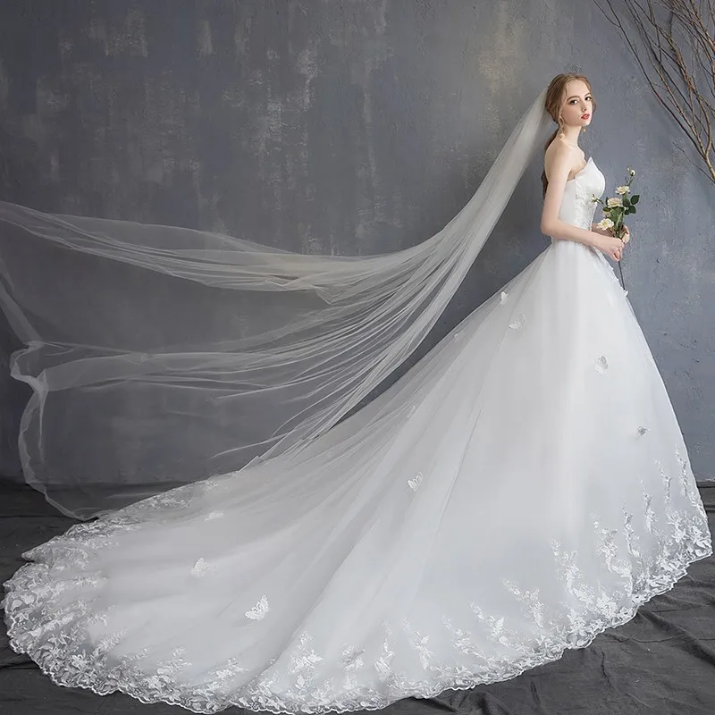 Ezkuntza Vestido De Novia Trouwjurk 2024 Nieuwe Strapless Kanten Bloem Veter Prinses Baljurk Plus Size Slank Op Maat Gemaakt