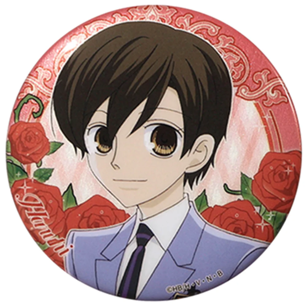 58 مللي متر أنيمي عوران أوران مضيف المدرسة الثانوية نادي Fujioka Haruhi Kyoya Ootori تأثيري حلي شارة دبوس SPTE صفيح بروش الدعامة جيلف