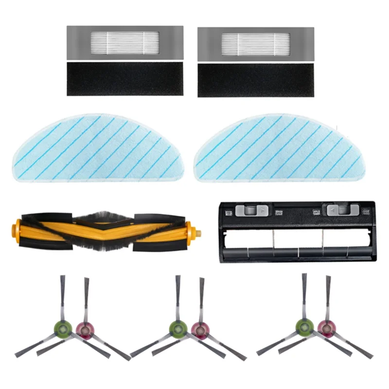 كاسحة الفرشاة الرئيسية غطاء الفرشاة الرئيسية فرشاة جانبية فلتر Hepa قطع غيار ممسحة لـ Ecovacs Ozmo T9 #1