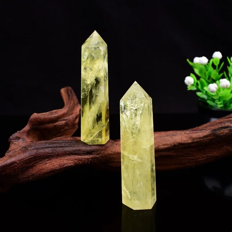 Natürliche Kristall Citrin Obelisk Mineral Probe Heilstein Reiki Kristall Sechseckige Säule Handwerk Wohnkultur Souvenir Handwerk