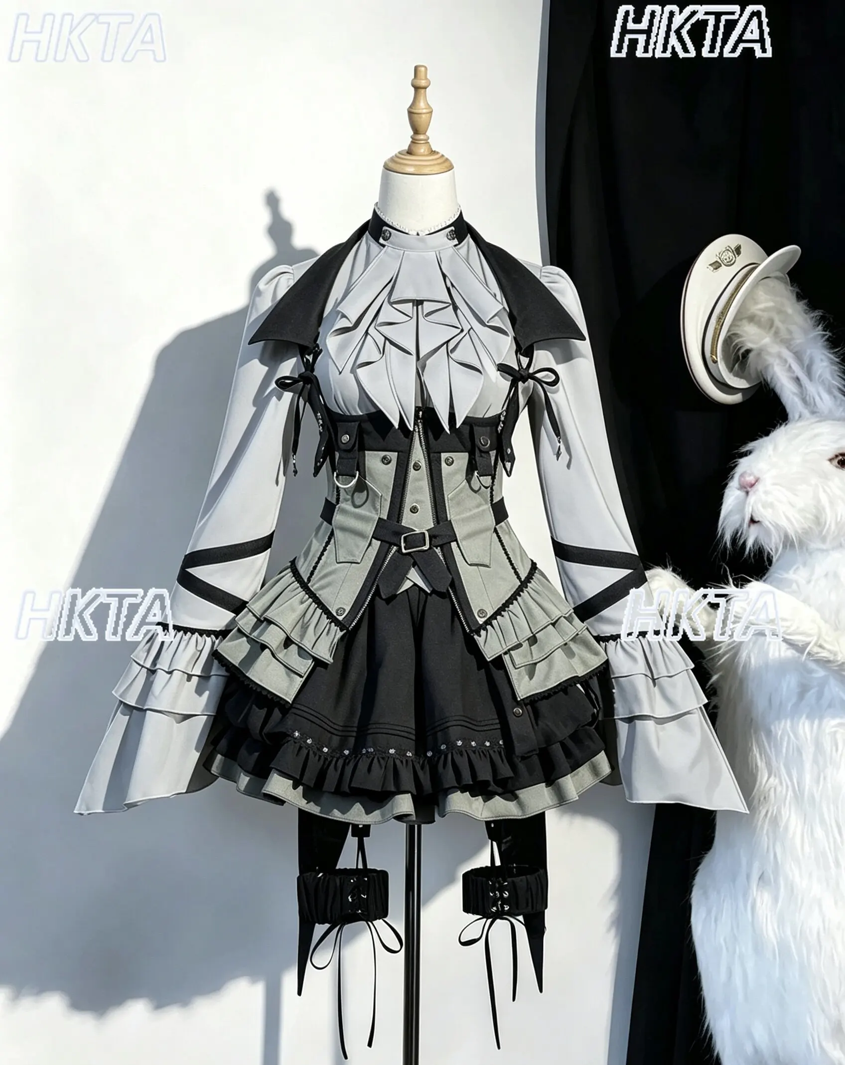 Gothic Subculture Y2k British Retro Short Shirt Horn Long Sleeve Top Waist Vest Black Shorts Autumn Dark Cool Cosplay Suit Women