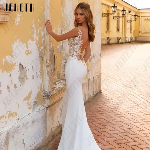 Imagen 2 del producto JEHETH encantador vestido De Novia cariño batas De Novia Apliques De encaje sin espalda sirena Vestidos De lujo Vestidos De Novia personalizados JEHETH encantador vestido de novia cariño vestidos de novia encaje aplica