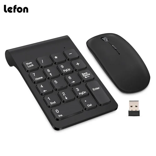 Lefon-Teclado numérico inalámbrico, 18 teclas, Mini teclado numérico Digital, Banco de contabilidad, juego de ratón para PC, portátil y Notebook