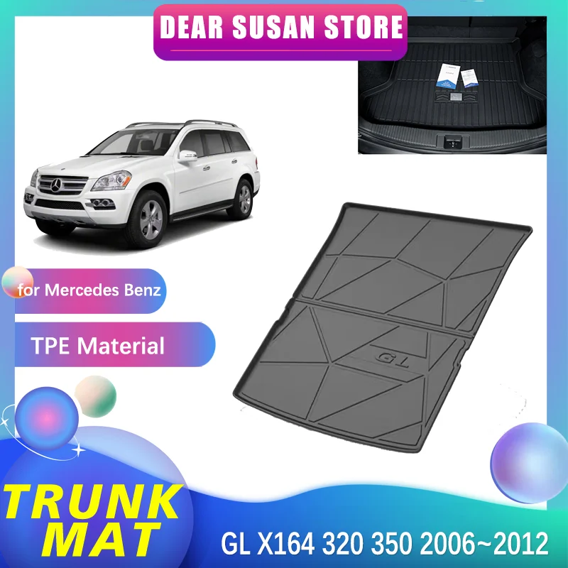 Car Rear Trunk Mat for Mercedes Benz GL X164 320 350 2006~2012 Luggage Waterproof Foot Pad Liner Space Custom Rug Accessories