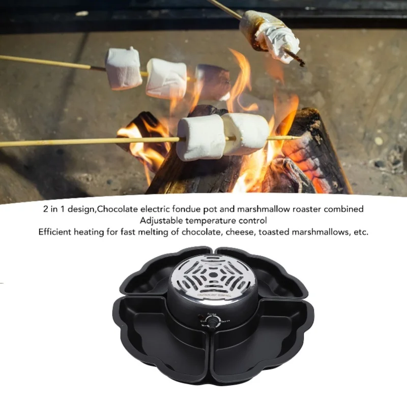 Detachable Serving Trays 2 in 1 Electric Smores Maker Stainless Steel Chocolate Fondue Roaster For Party Movie Game Night
